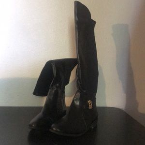 Black wide calf boots